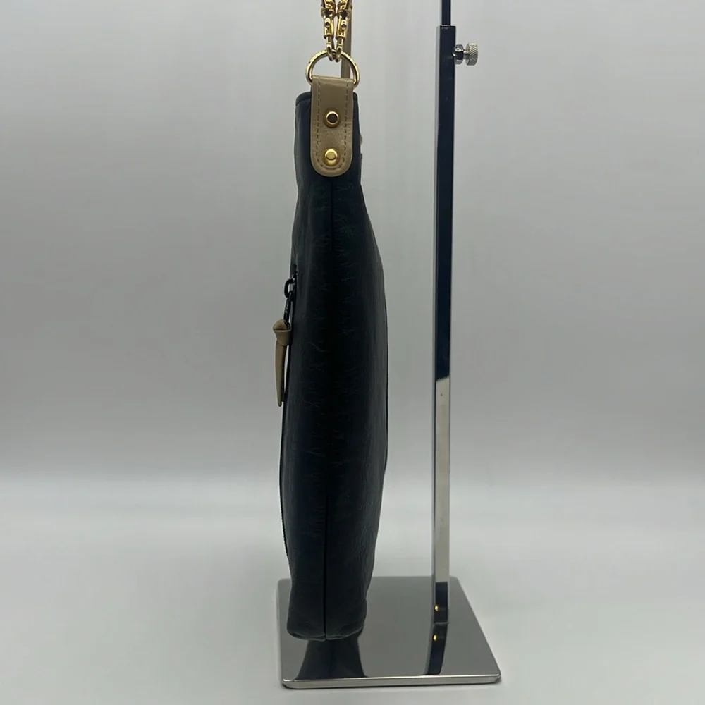 Kitamura Vintage Black/Tan/Gold Leather Crossbody